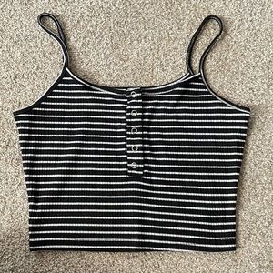 Striped black and white cropped tank